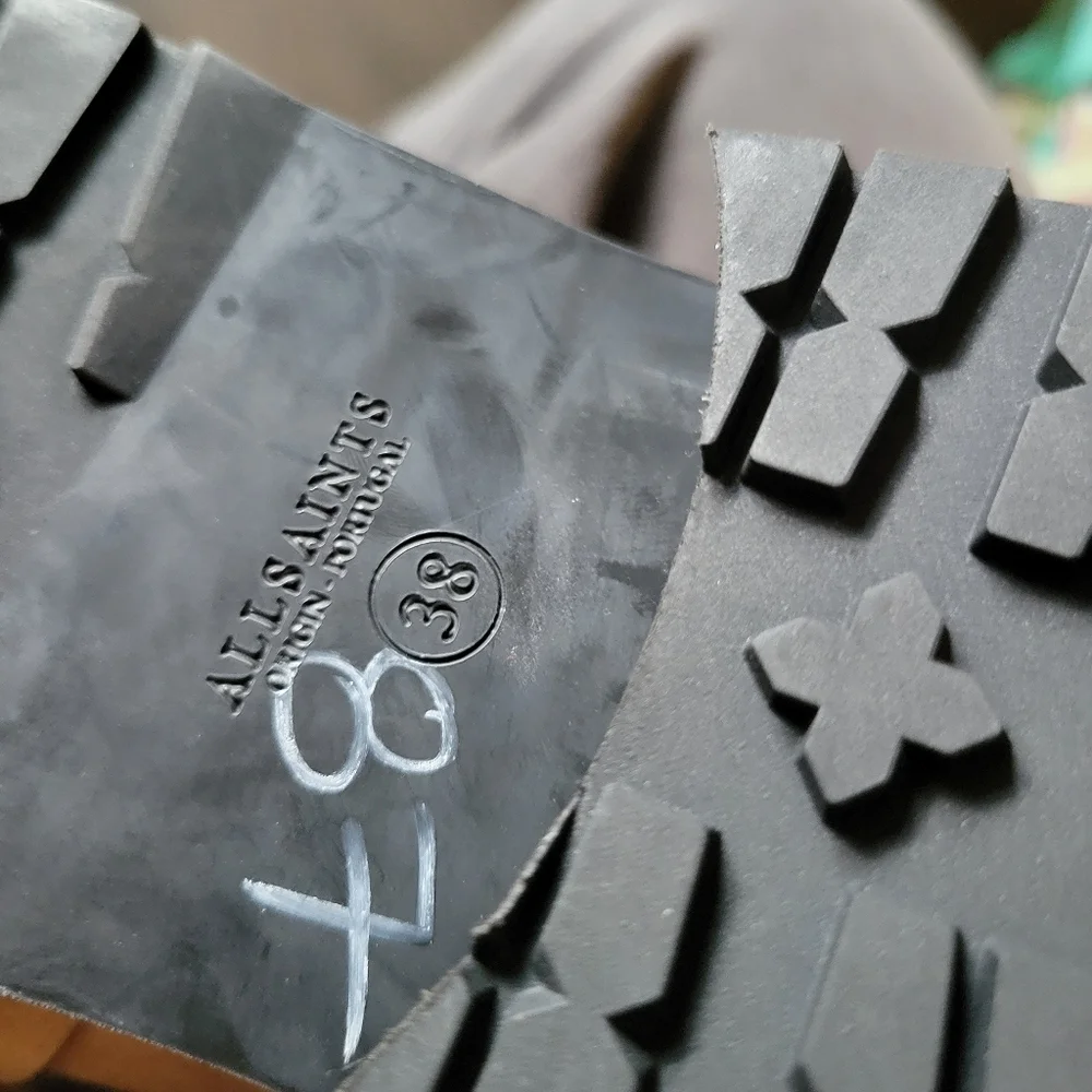 AllSaints Donita COMBAT BOOTS IN DARK SAND SUEDE SIZE 38 - Picture 4 of 5